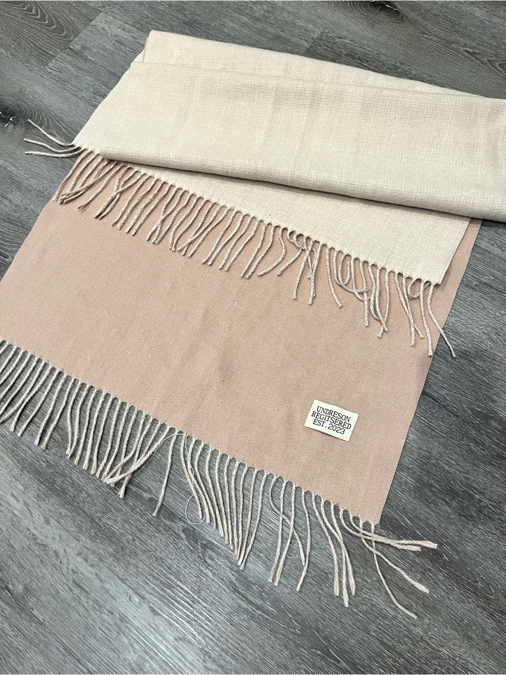 Reversible Pink & Cream Fringe Scarf